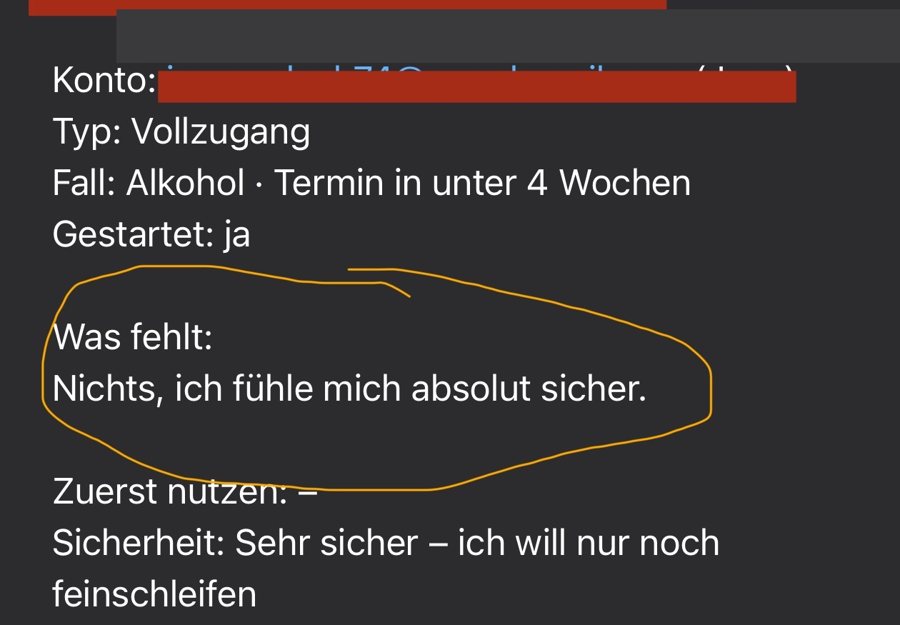 Anonymisierte R&uuml;ckmeldung eines Kursteilnehmers: Was fehlt? Nichts, ich f&uuml;hle mich absolut sicher.