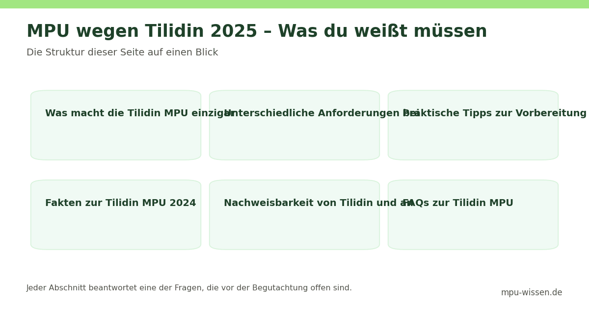 MPU wegen Tilidin 2025 – Was du weißt müssen – Die Struktur dieser Seite auf einen Blick