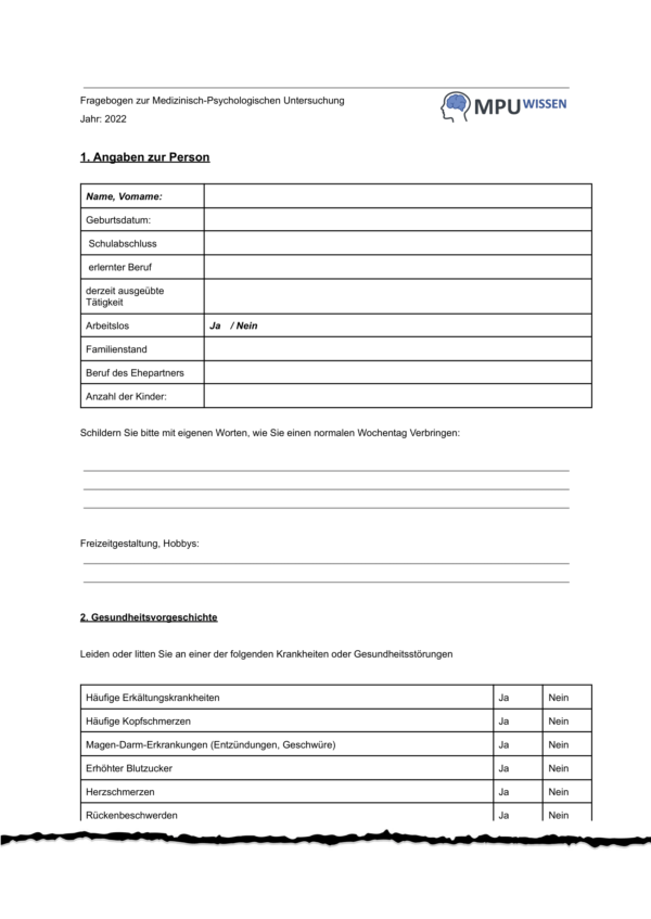 MPU Fragebogen 2024 ausfüllen Inkl. PDF MPUWissen.de