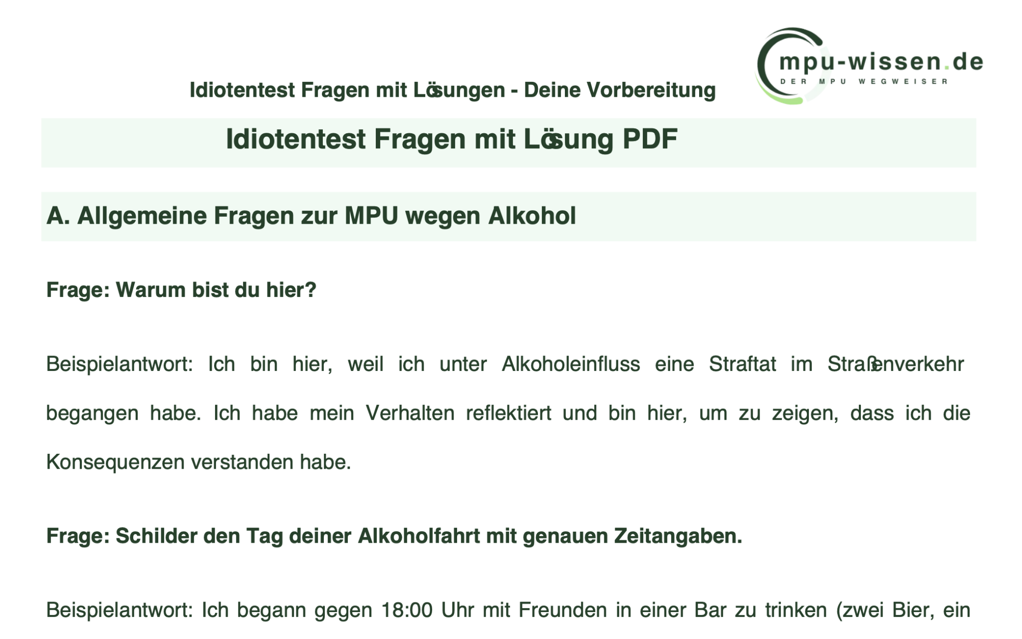 Mpu Wiederholen Bei Derselben Prfstelle