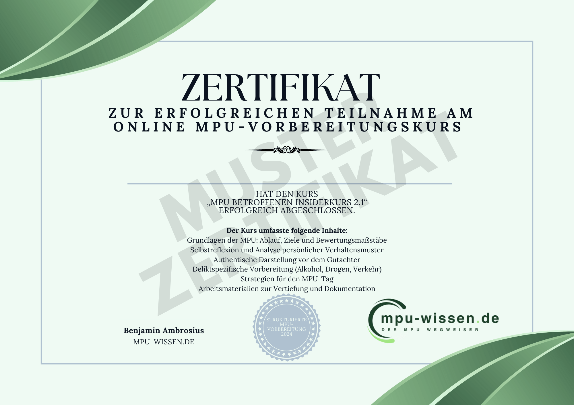 Muster-Zertifikat